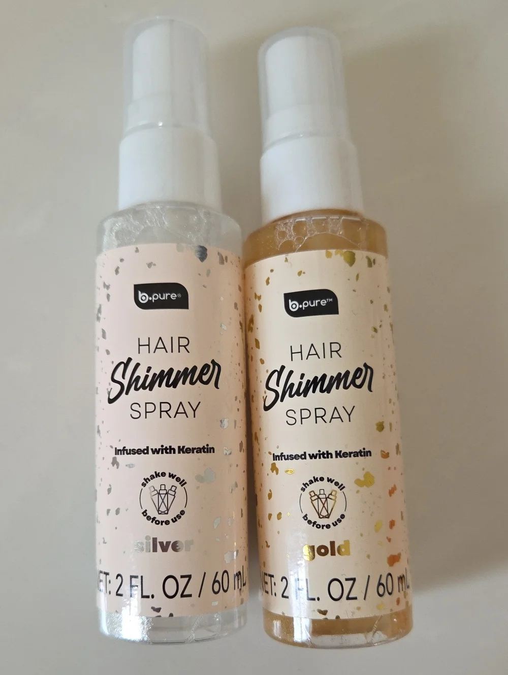 (New Lot Of 2) B.Pure Hair Shimmer Spray - Silver and Gold
